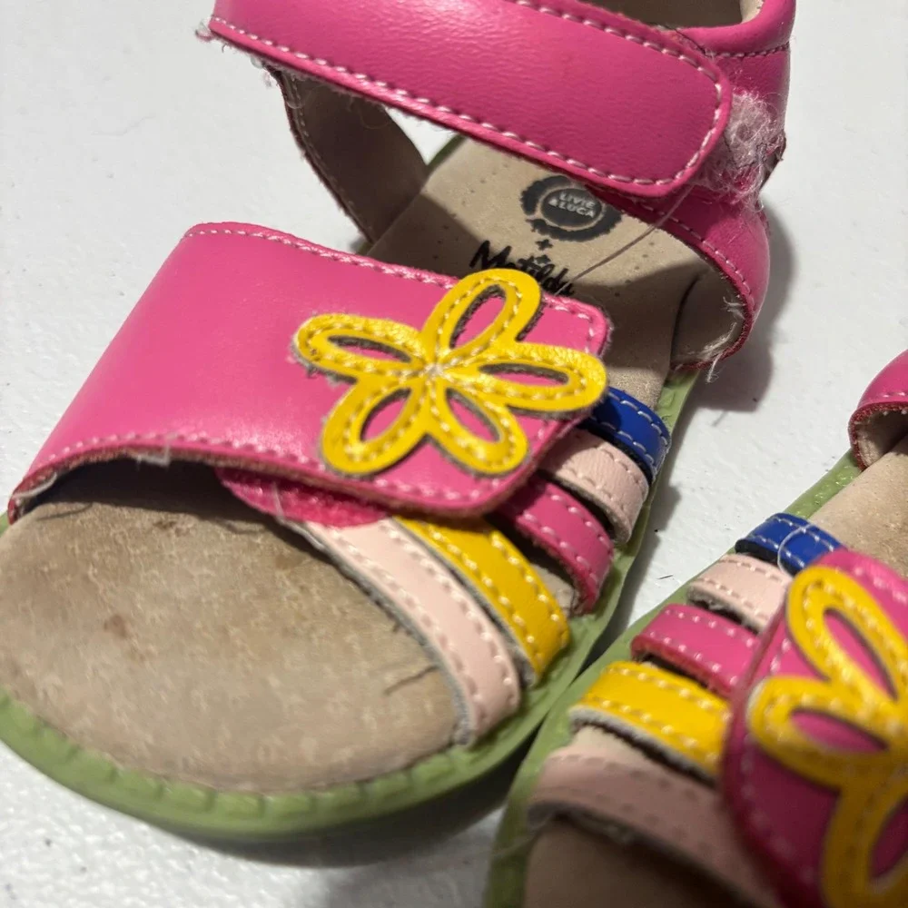 Livie & Luca Matilda Jane Pink Floral Leather Sandals Toddler Size 7 Multi Color